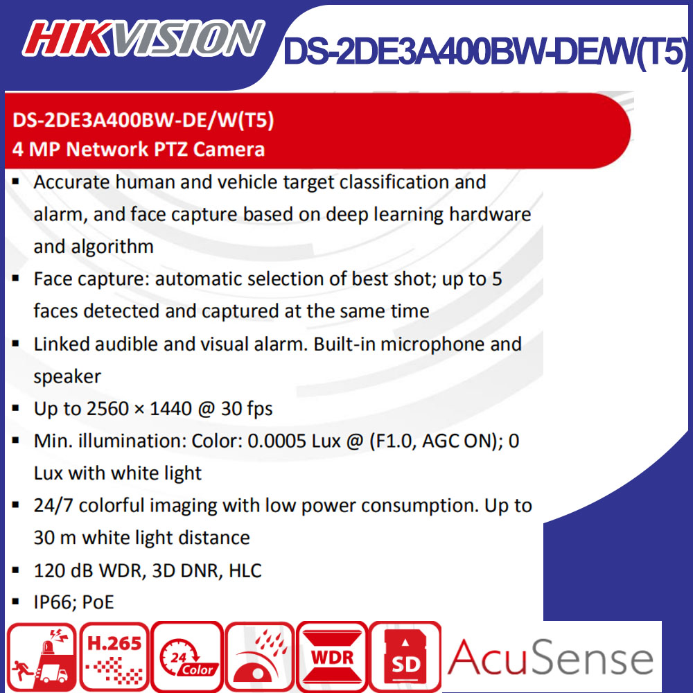 Hikvision DS-2DE3A400BW-DE/W(T - Outdoor Lighting Mains Powered ulasan dan harga