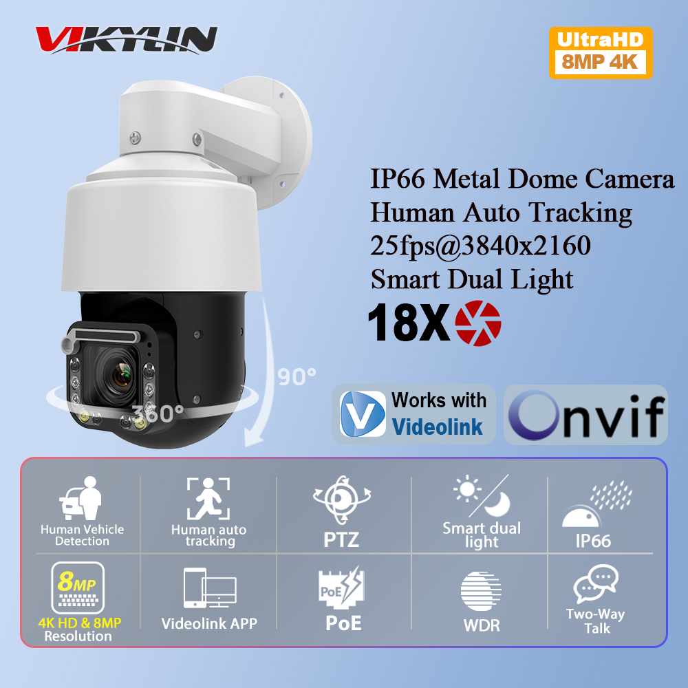 Vikylin 4K 8MP 18X Zoom PTZ IP - Outdoor Lighting Mains Powered ulasan dan harga